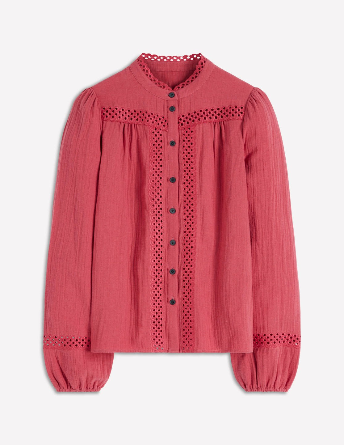 Boden Women Trim Detail Double Cloth Top-Hollyberry