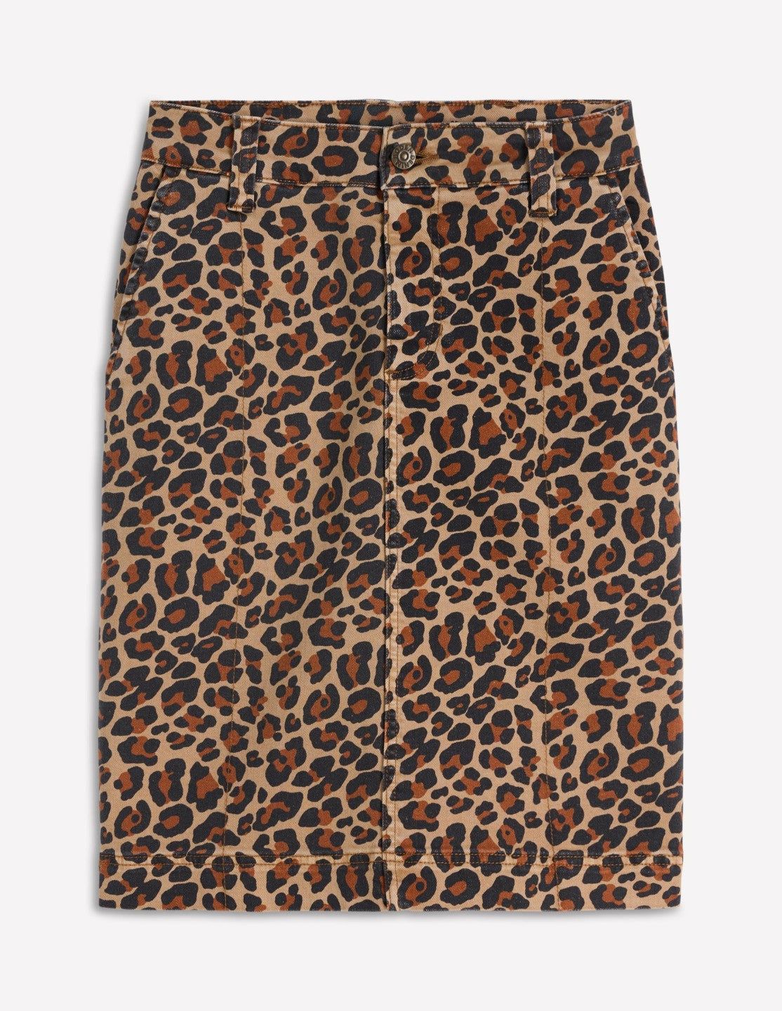 Boden Women Straight Denim Skirt-Animal Print