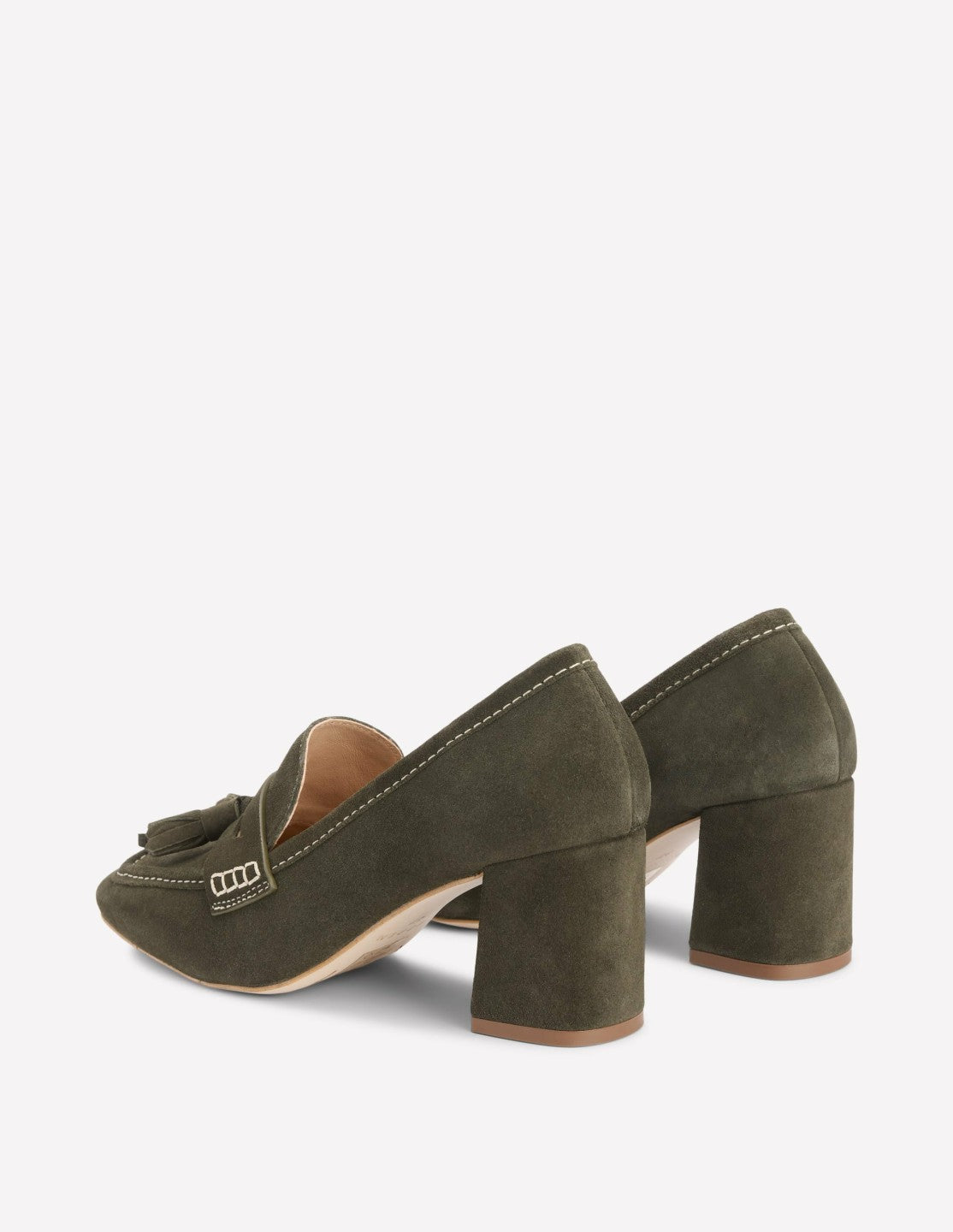 Boden Women Sol Block Heeled Penny Loafers-Dark Moss
