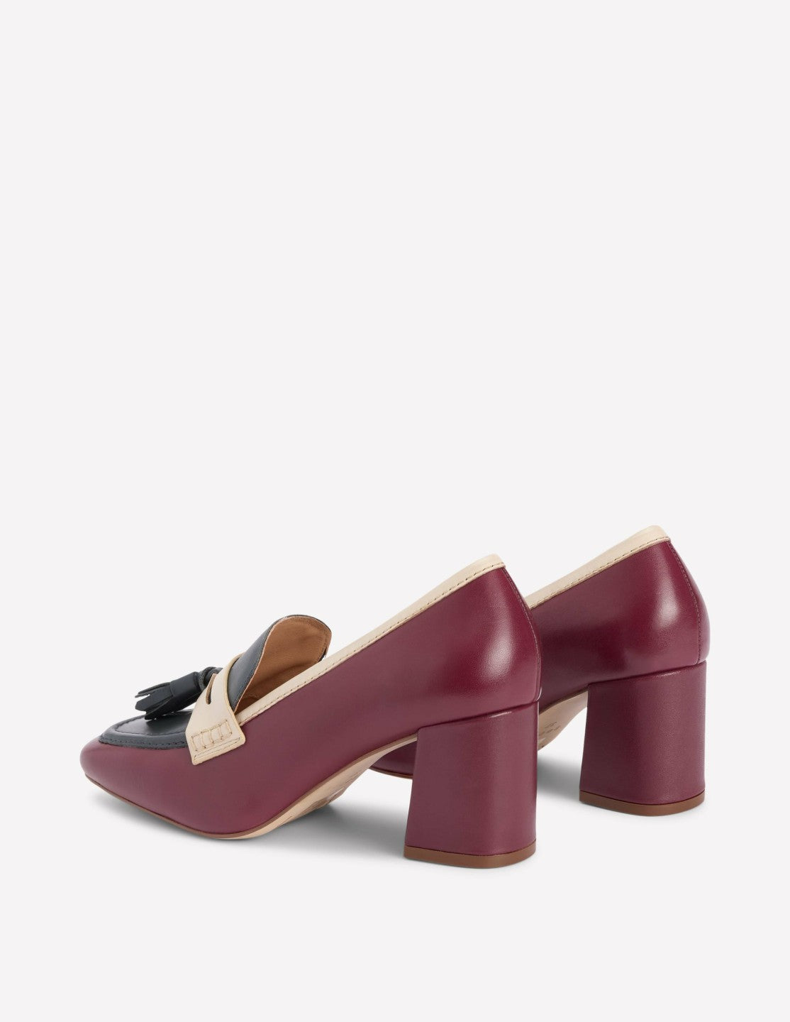 Boden Women Sol Block Heeled Penny Loafers-Oxblood