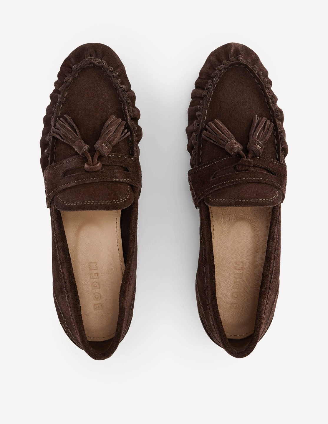 Boden Women Soft Ruched Loafers-Chocolate
