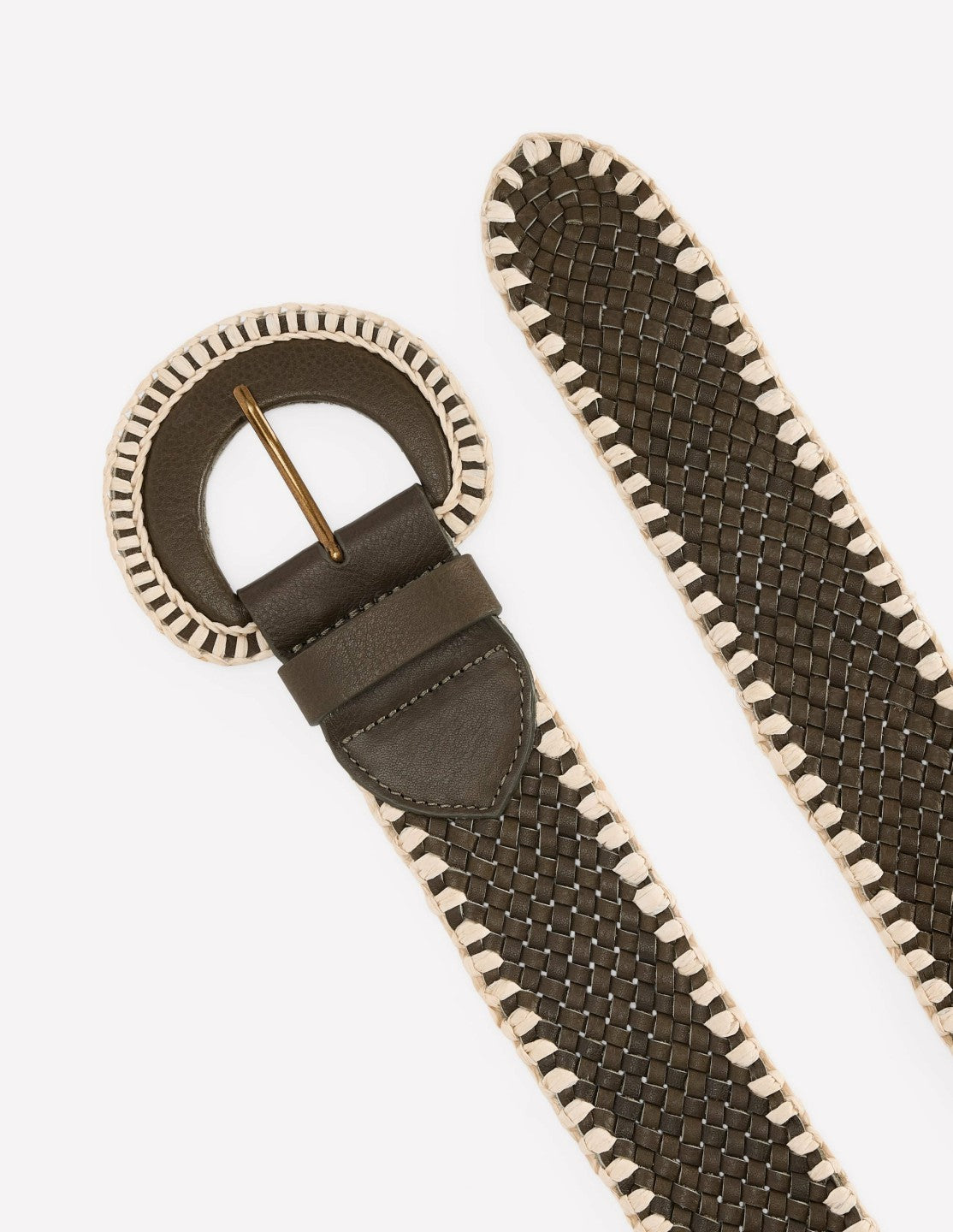 Boden Women Woven Stitch Belt-Woodland Green