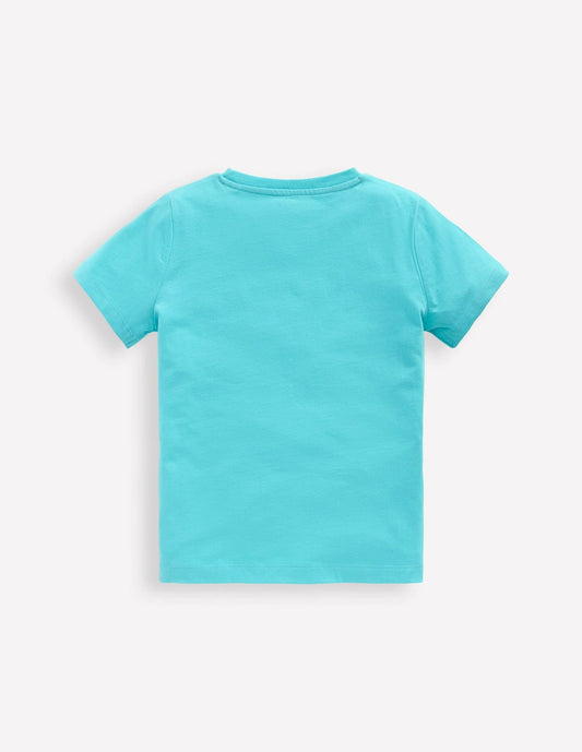 Boden Boys Superstitch T-Shirt-Aqua Sea Blue Elephant
