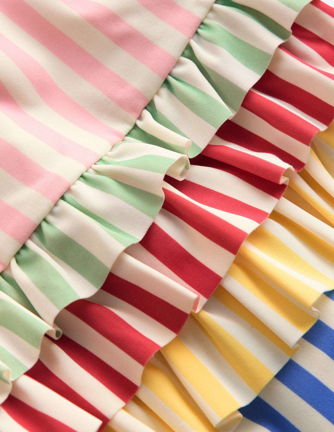 Boden Baby Long Sleeve Frill Swimsuit-Hotchpotch Stripe