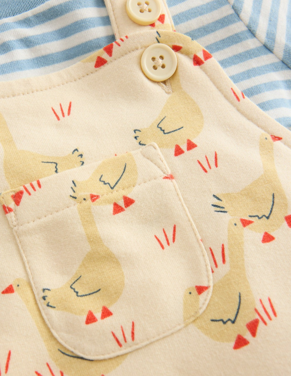 Boden Baby Jersey Overalls Set-Ecru Geese