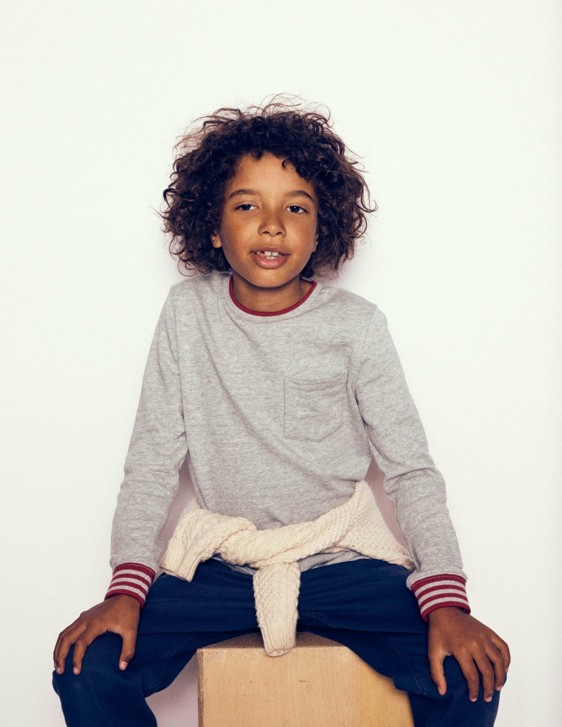 Boden Baby|Sale|Boys Cosy Mid-weight T-shirt-Grey Marl
