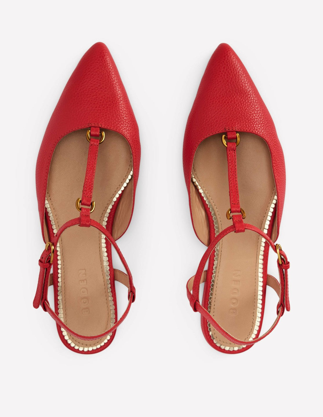 Boden Women T-Bar Point Flats-Post Box Red