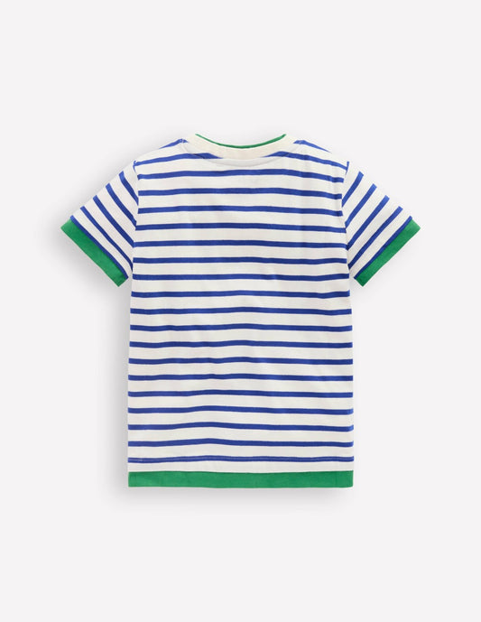Boden Boys Layered Look T-shirt-Bright Blue/Ivory