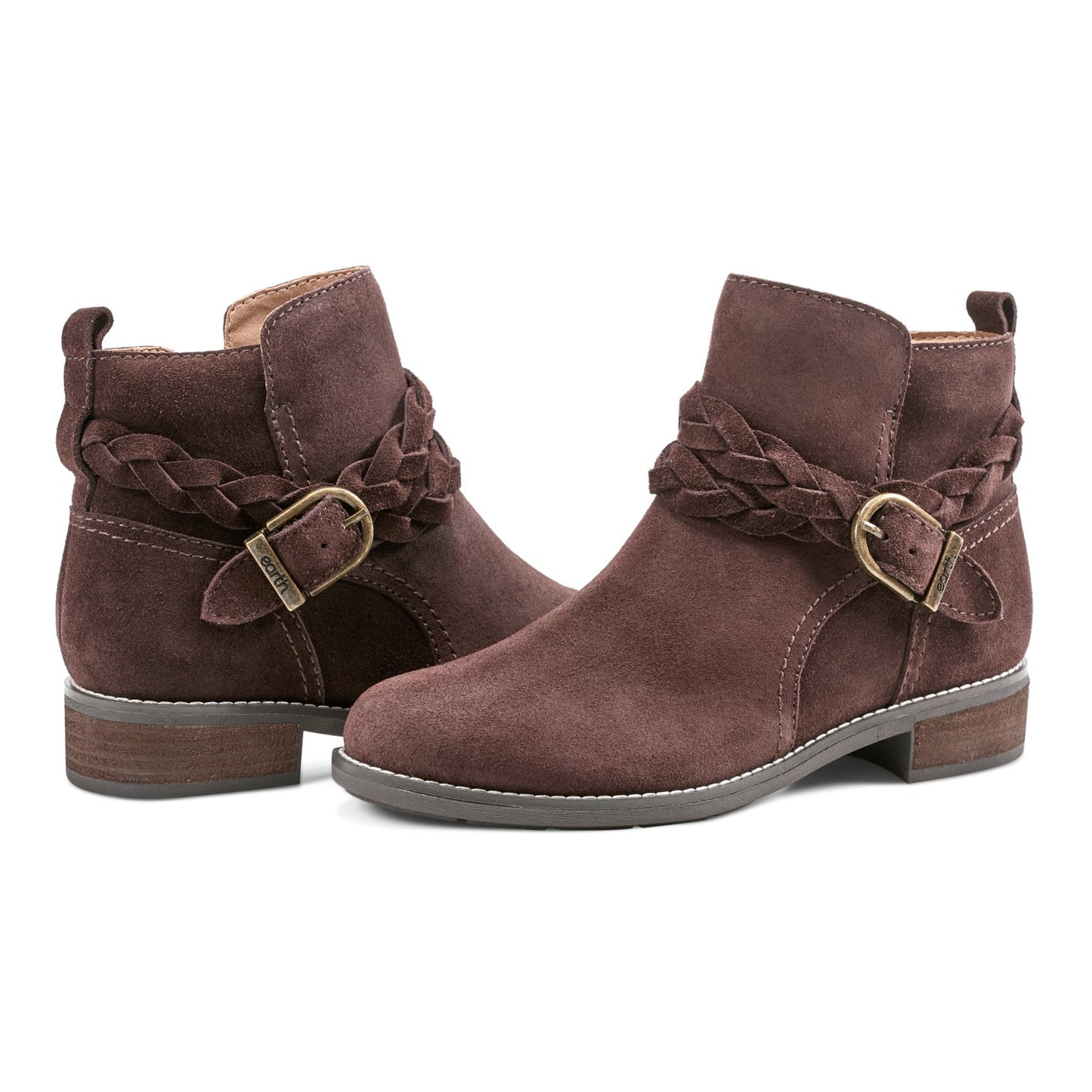 Earth Shoes Nicole Round Toe Stacked Heel Casual Booties