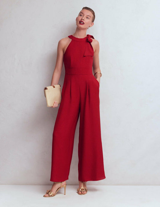 Boden Women|Dresses Tie Halter Neck Jumpsuit-Rich Chestnut