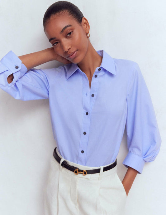 Boden Women Puff Sleeve Oxford Shirt-French Blue
