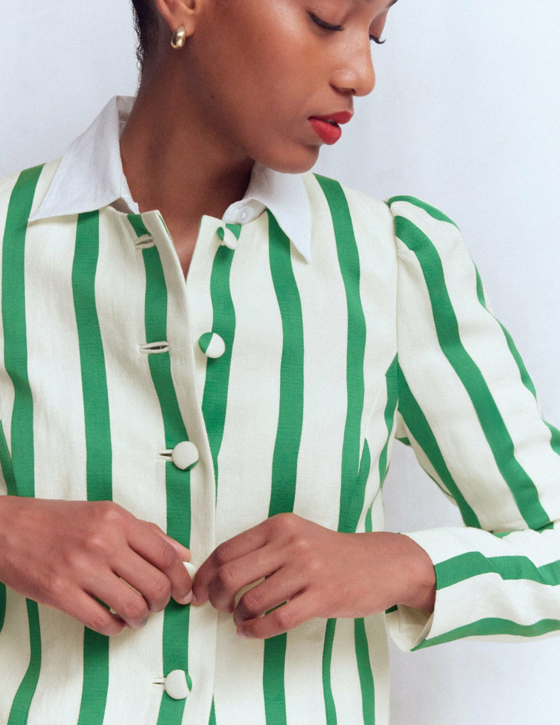 Boden Women Salisbury Jacket-Ivory, Fresh Green Stripe
