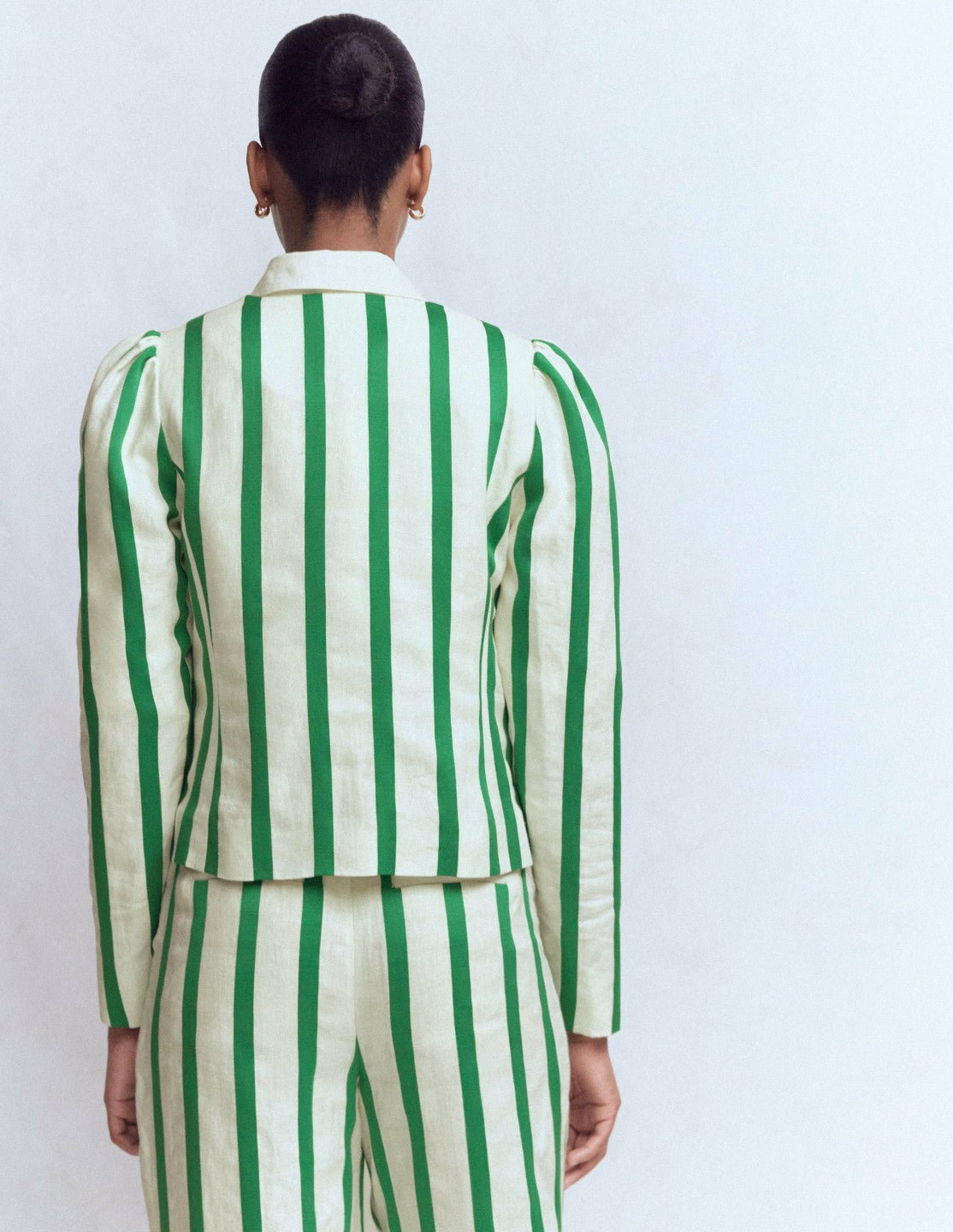 Boden Women Salisbury Jacket-Ivory, Fresh Green Stripe