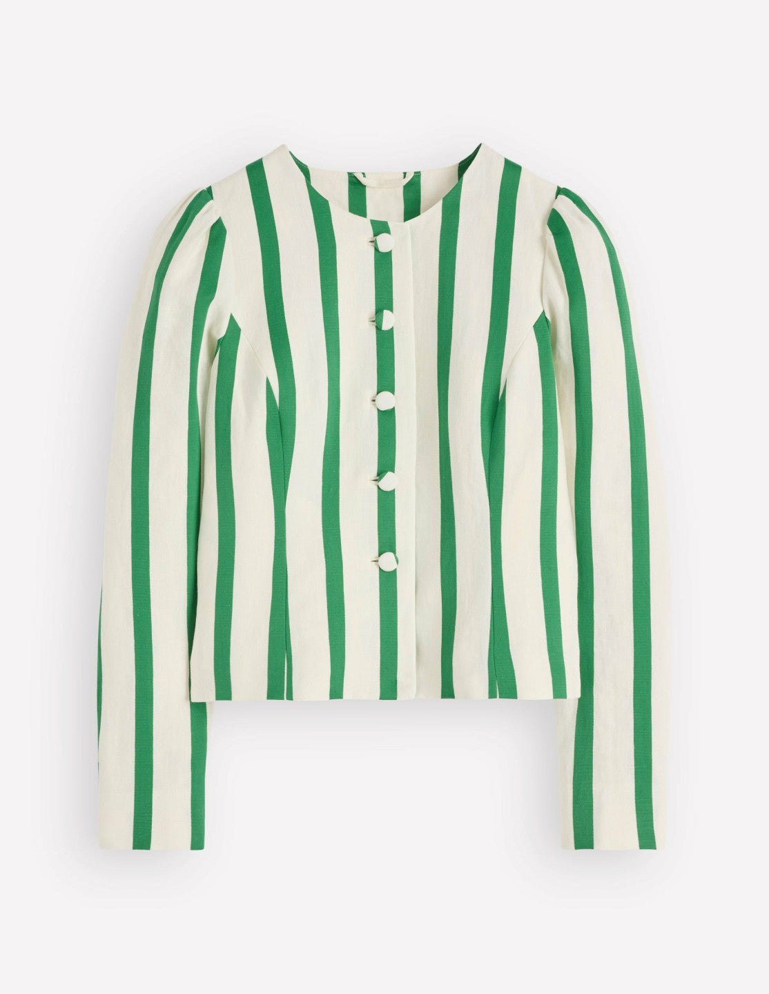Boden Women Salisbury Jacket-Ivory, Fresh Green Stripe