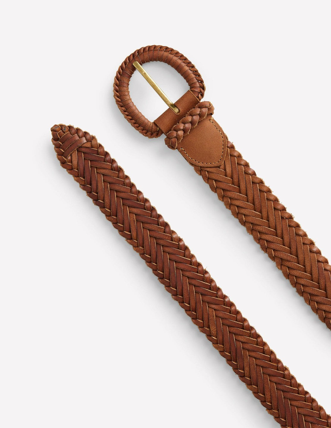 Boden Women Woven Leather Belt-Tan