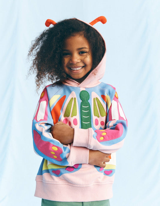 Boden Girls|Baby Novelty Relaxed Hoody-Pink Butterfly