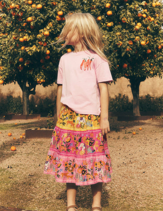 Boden Girls|Baby Midi Tiered Skirt-Multi Tropical Animals