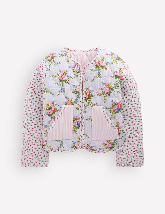 Boden Girls|Baby Reversible Quilted Jacket-Floral Hotch Potch
