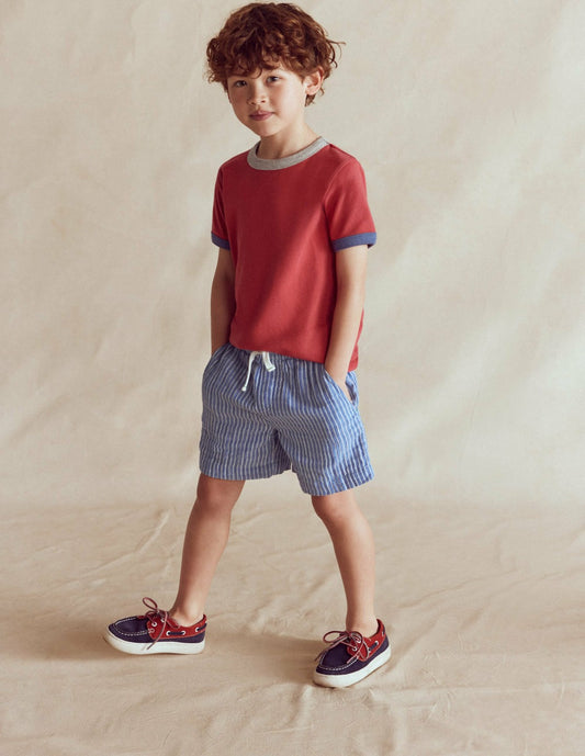 Boden Boys Double Cloth Shorts-Ticking Stripe