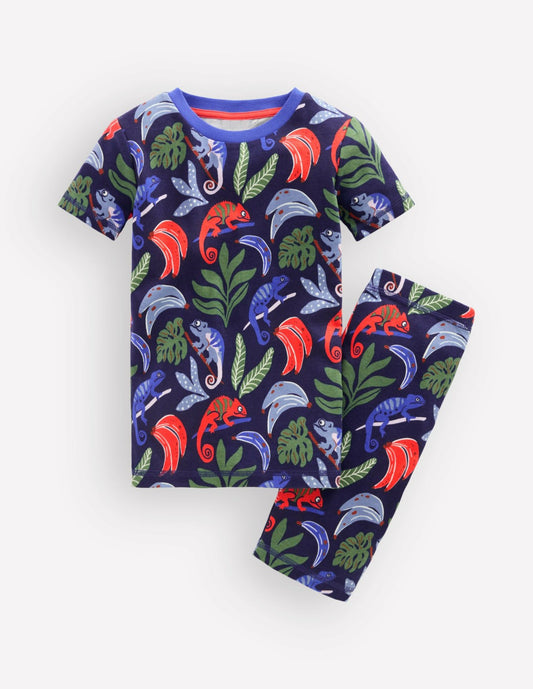 Boden Boys Snug Short John Glow Pyjamas-Chameleon