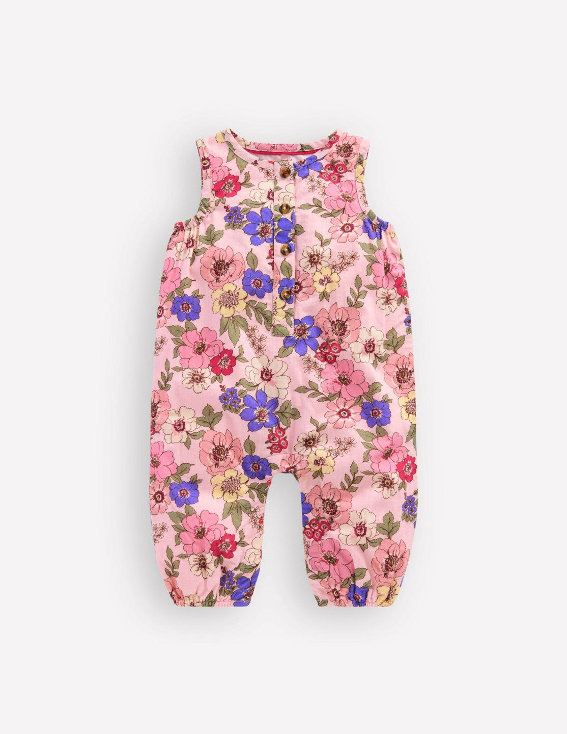 Boden Baby Girls Button Down Romper-Mid Pink Floral