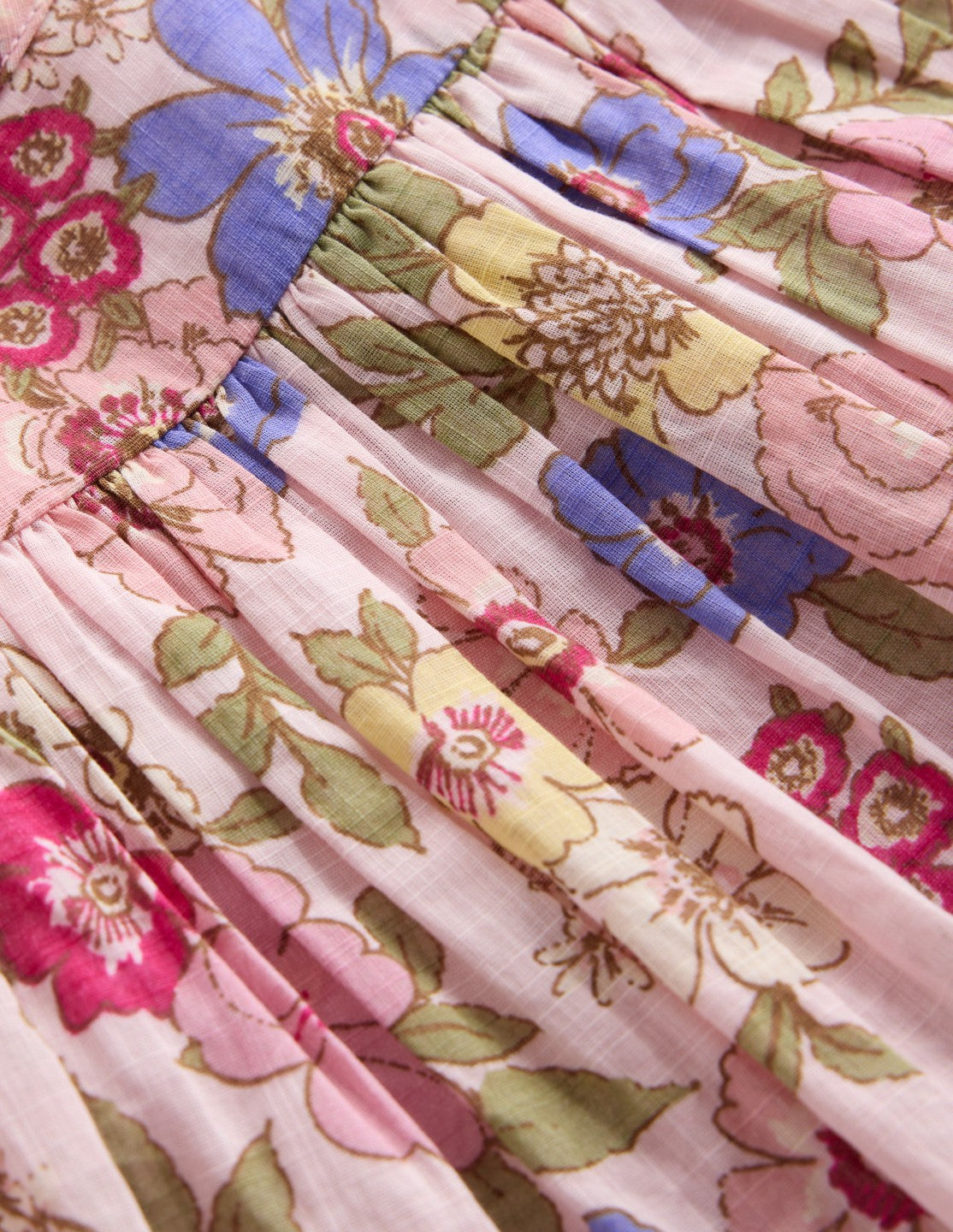 Boden Baby Gathered Woven Dress-Mid Pink Floral