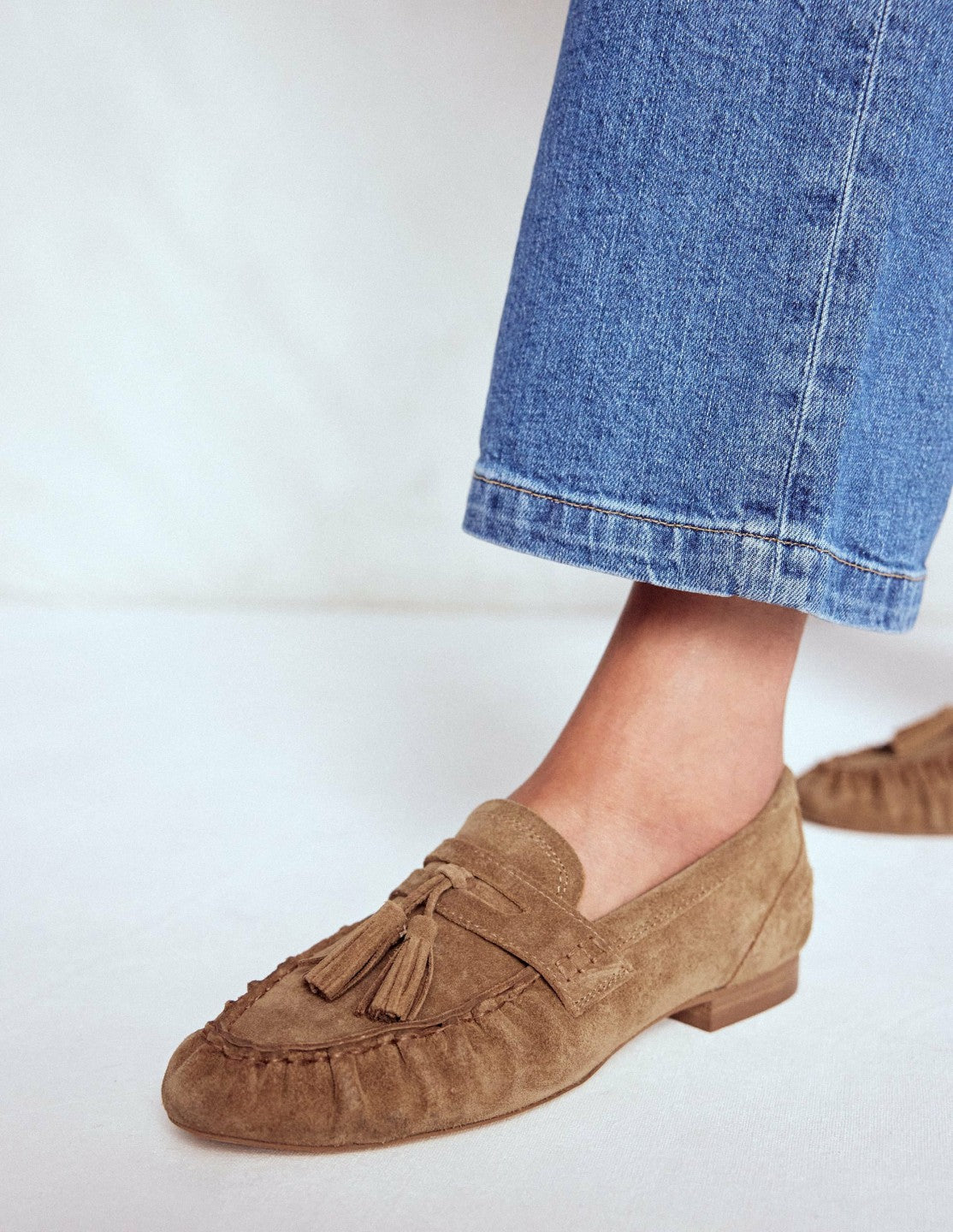Boden Women Soft Ruched Loafers-Caramel