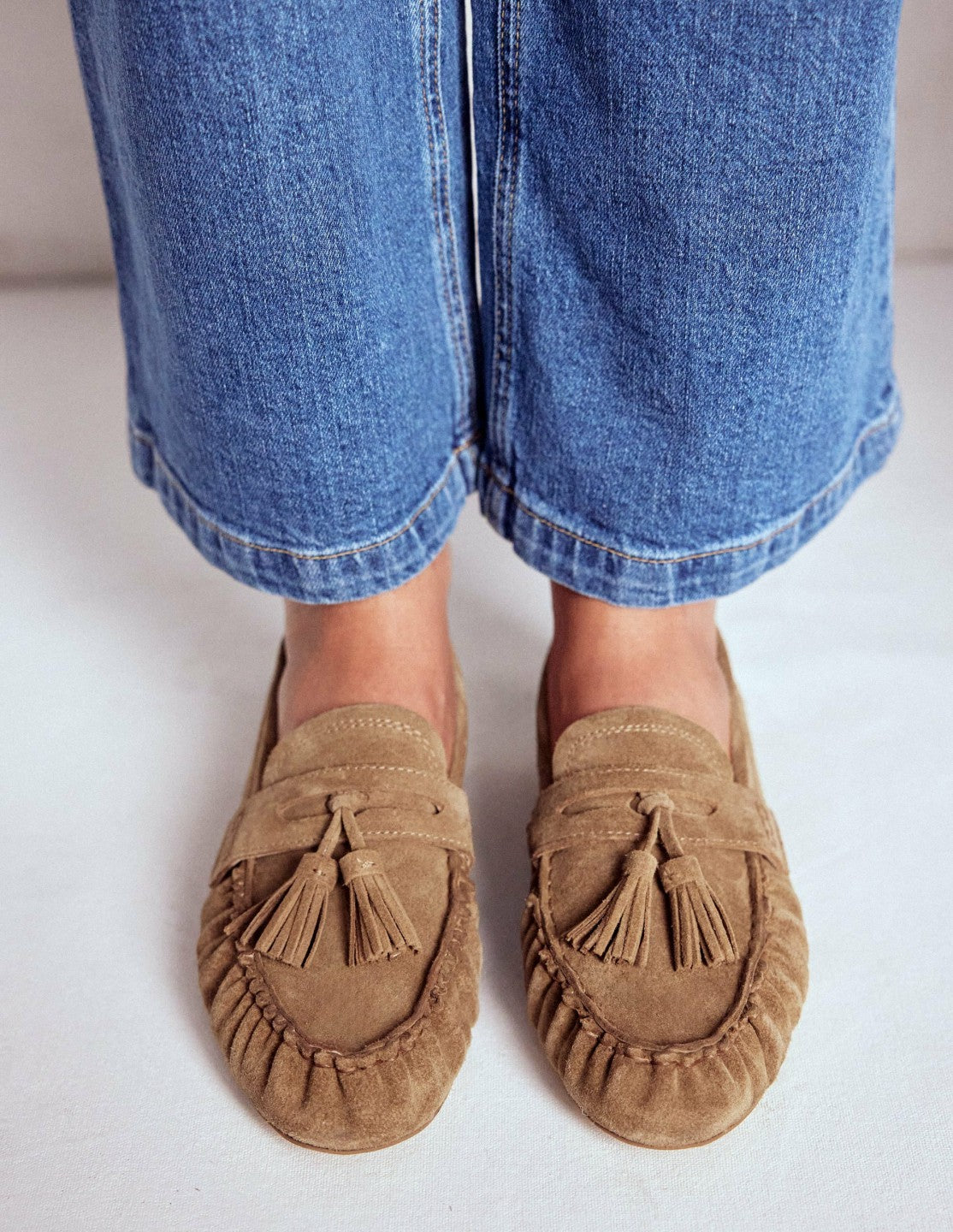 Boden Women Soft Ruched Loafers-Caramel