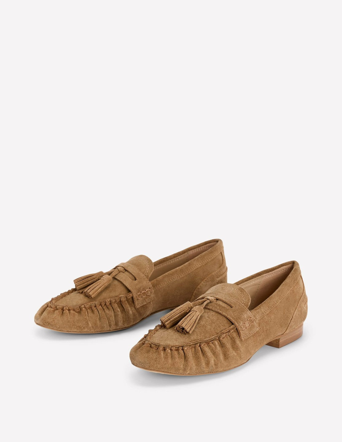 Boden Women Soft Ruched Loafers-Caramel