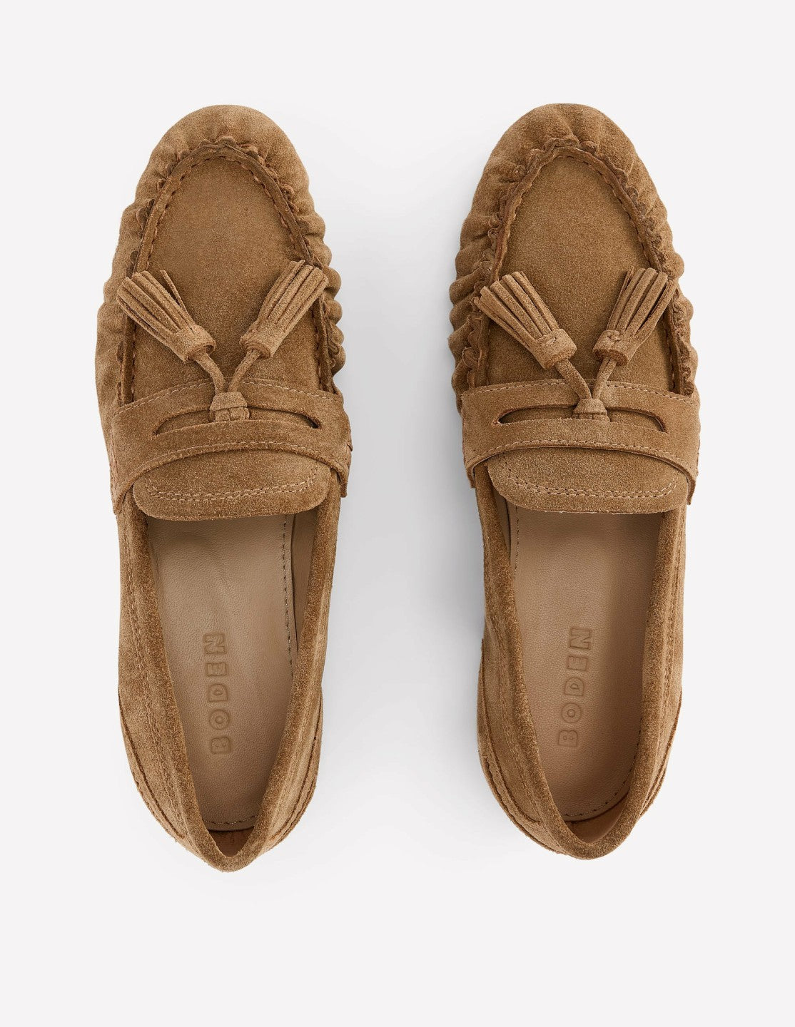 Boden Women Soft Ruched Loafers-Caramel