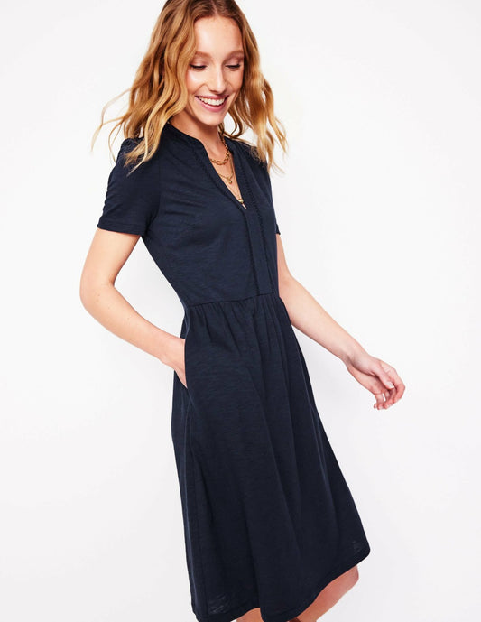 Boden Dresses Naomi Short Sleeve Dress-Navy