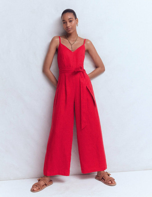 Boden Dresses|Women Strappy Linen Jumpsuit-Salsa