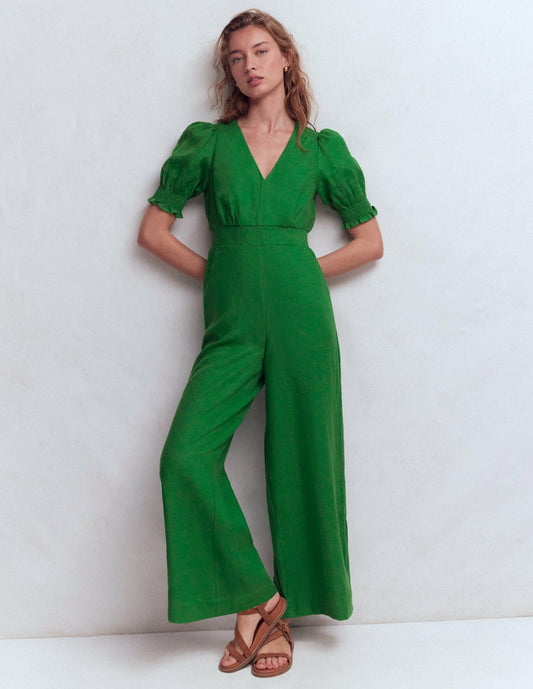 Boden Dresses|Women Anna Linen Jumpsuit-Amazon Green