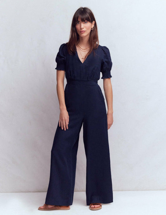 Boden Dresses|Women Anna Linen Jumpsuit-Navy