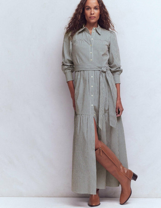 Boden Dresses Ellie Cotton Maxi Shirt Dress-Texture Stripe