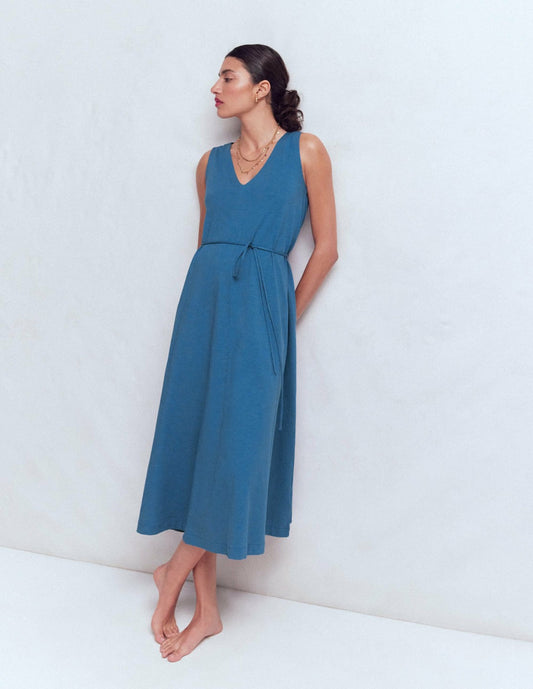 Boden Dresses Mia V-neck Jersey Midi Dress-Tourmaline Blue