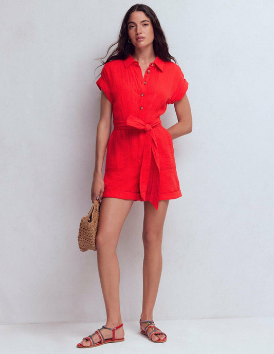 Boden Women|Dresses Kay Double Cloth Playsuit-Poppy Red