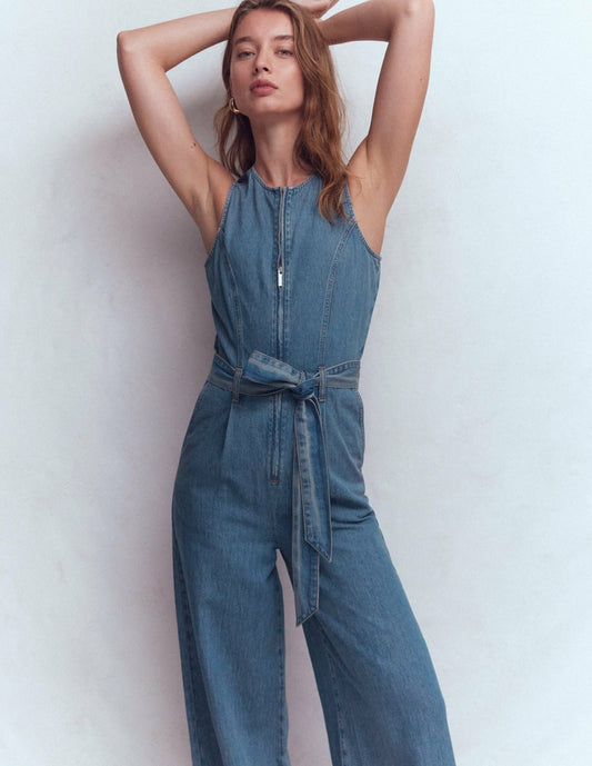 Boden Women Sleeveless Denim Jumpsuit-Mid Vintage Wash