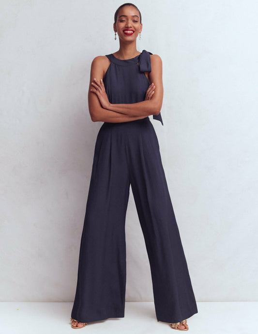 Boden Women Tie Halter Neck Jumpsuit-Navy