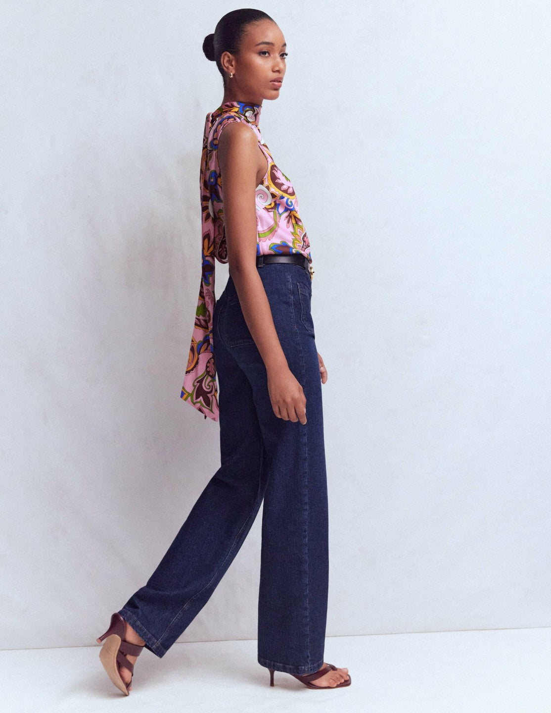 Boden Women Satin Halterneck Top-Paisley Print