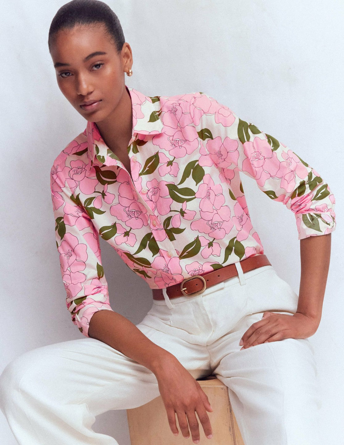Boden Women Sienna Cotton Shirt-Blossom Pink, Radiant Bloom