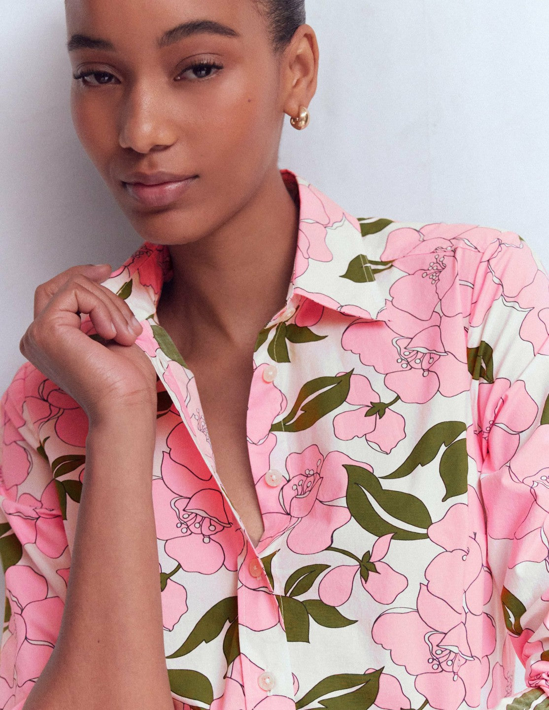 Boden Women Sienna Cotton Shirt-Blossom Pink, Radiant Bloom