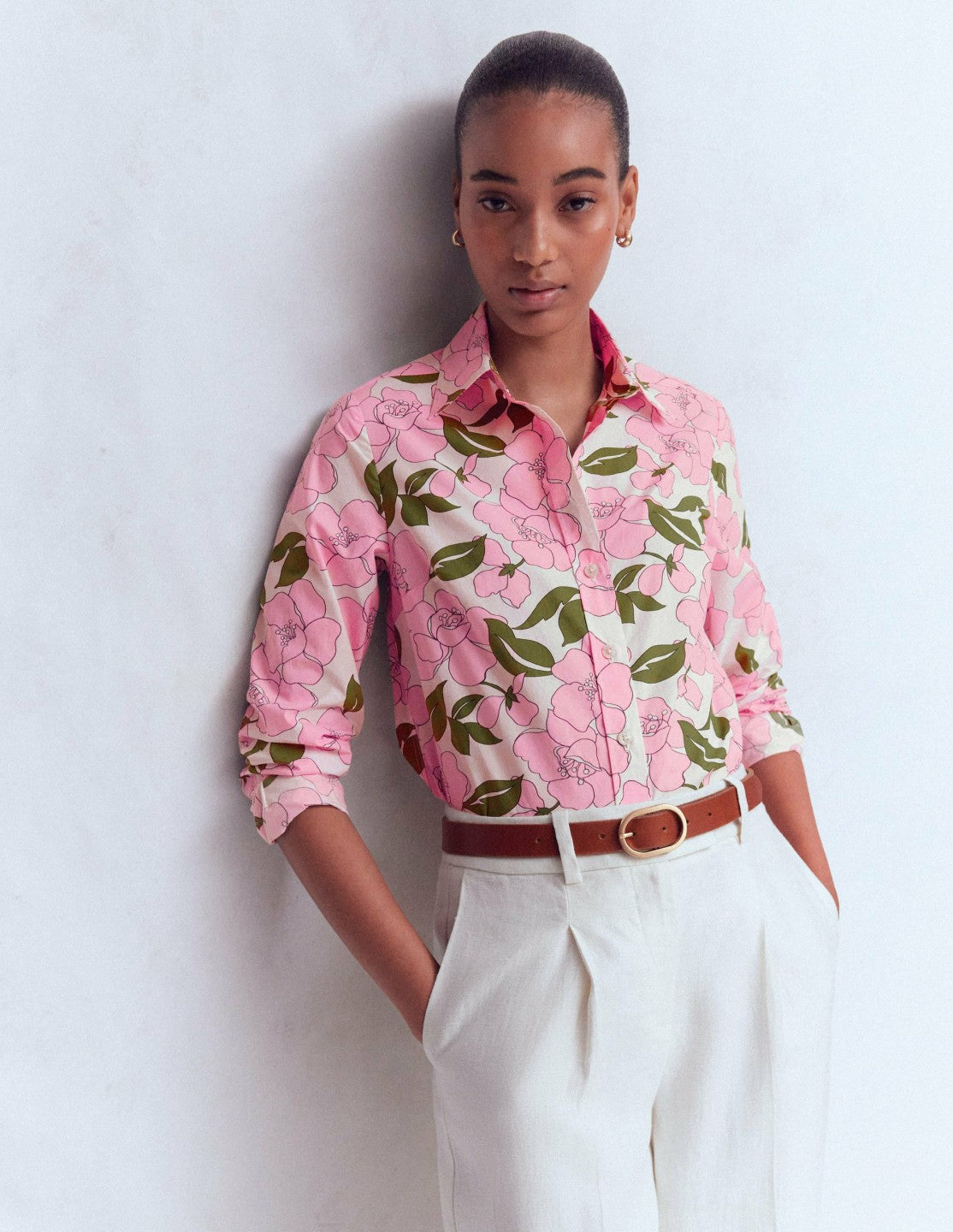Boden Women Sienna Cotton Shirt-Blossom Pink, Radiant Bloom