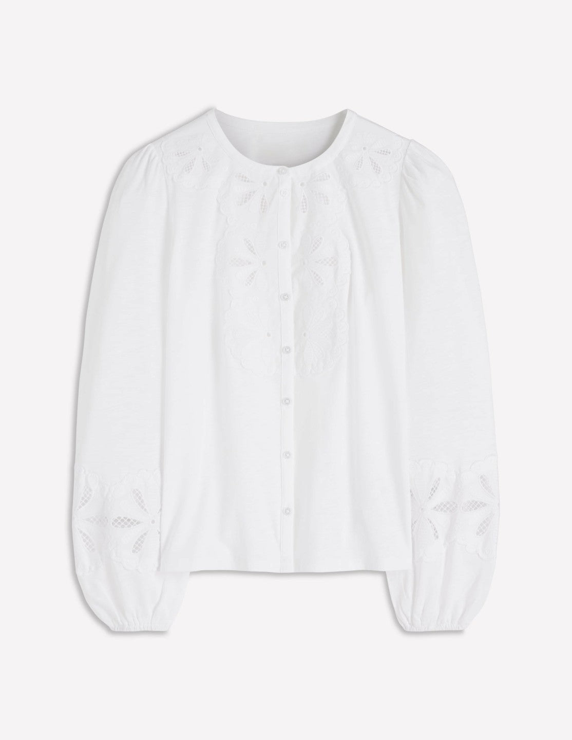 Boden Women Scallop Cutwork Top-White