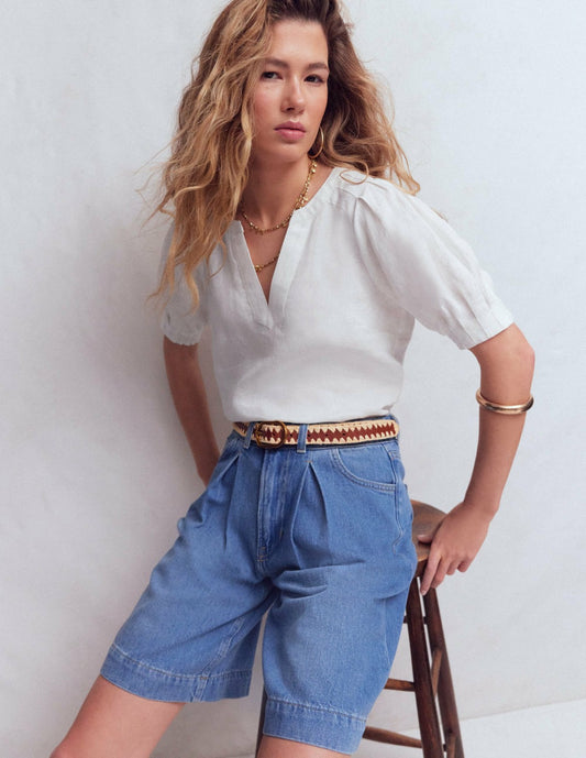 Boden Women Rae Linen Top-White