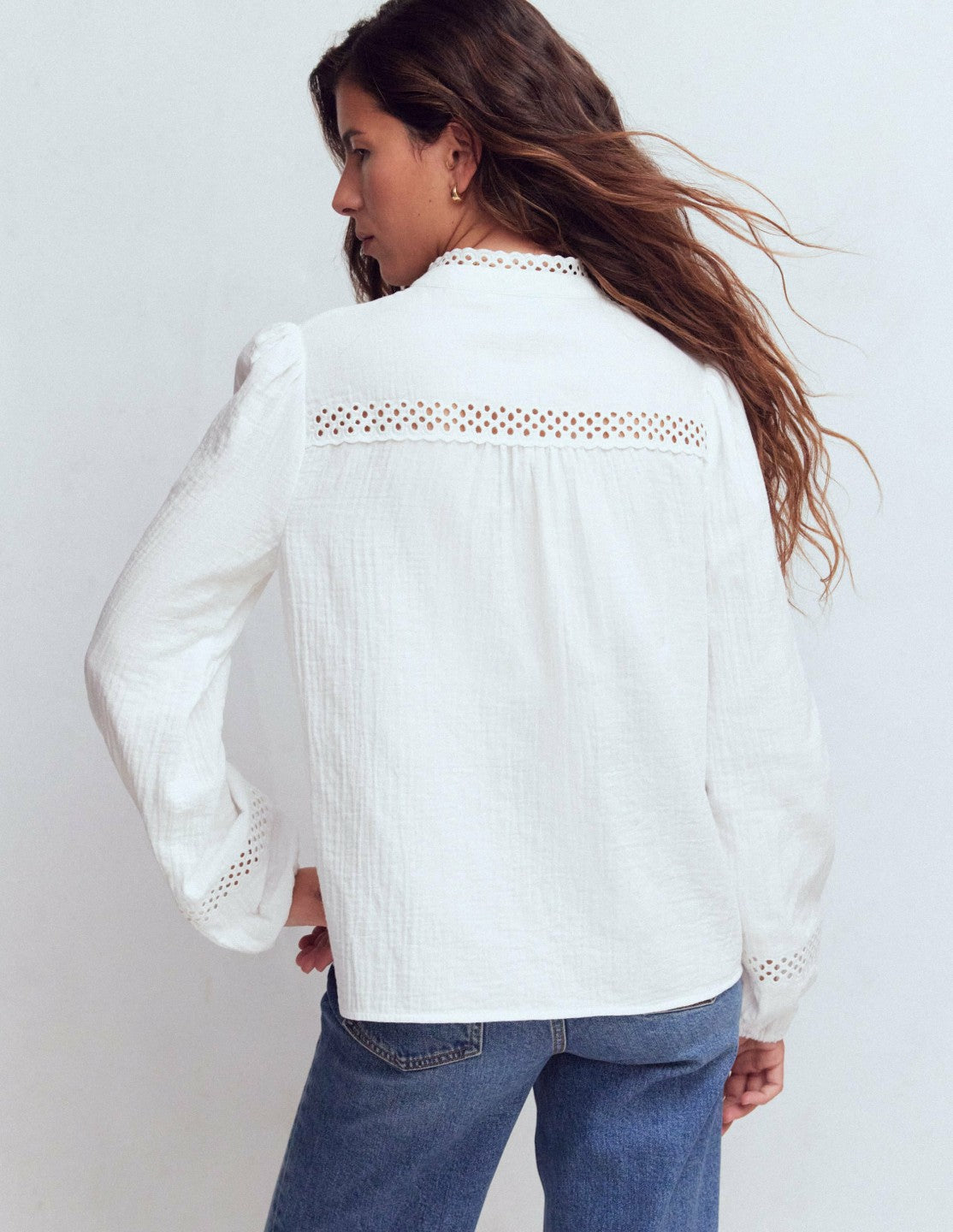 Boden Women Trim Detail Double Cloth Top-White