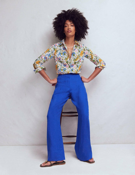 Boden Women Sienna Cotton Shirt-Multi, Tropical Safari