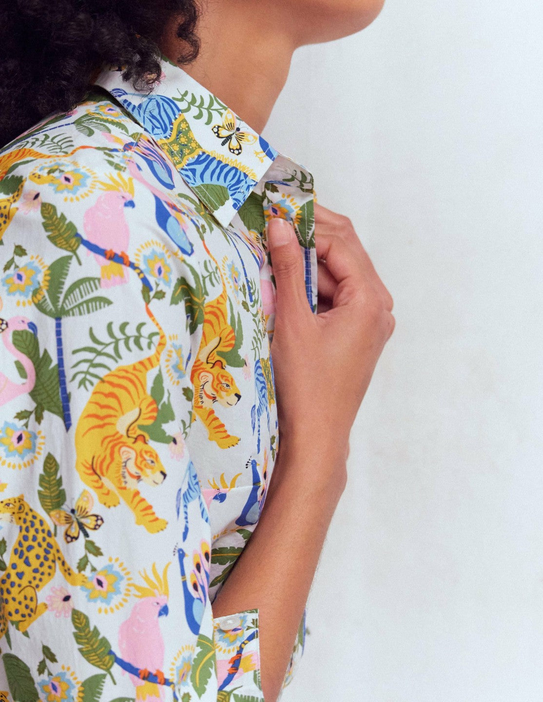 Boden Women Sienna Cotton Shirt-Multi, Tropical Safari