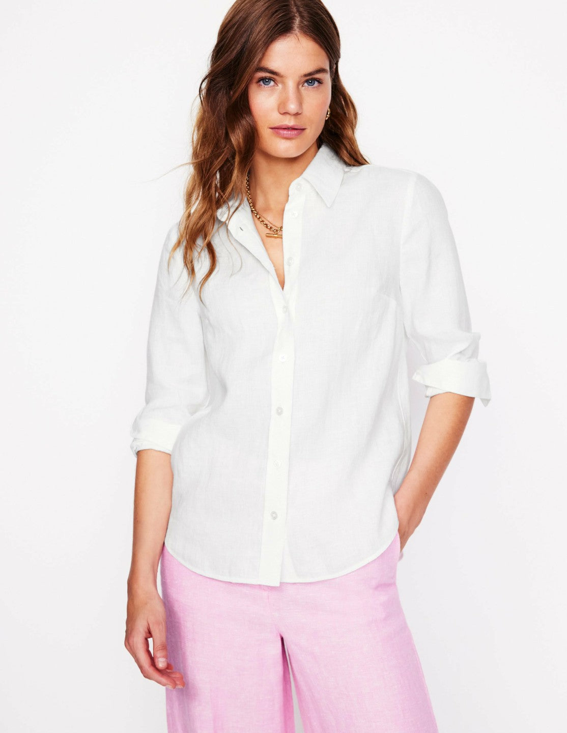 Boden Women Sienna Linen Shirt-White