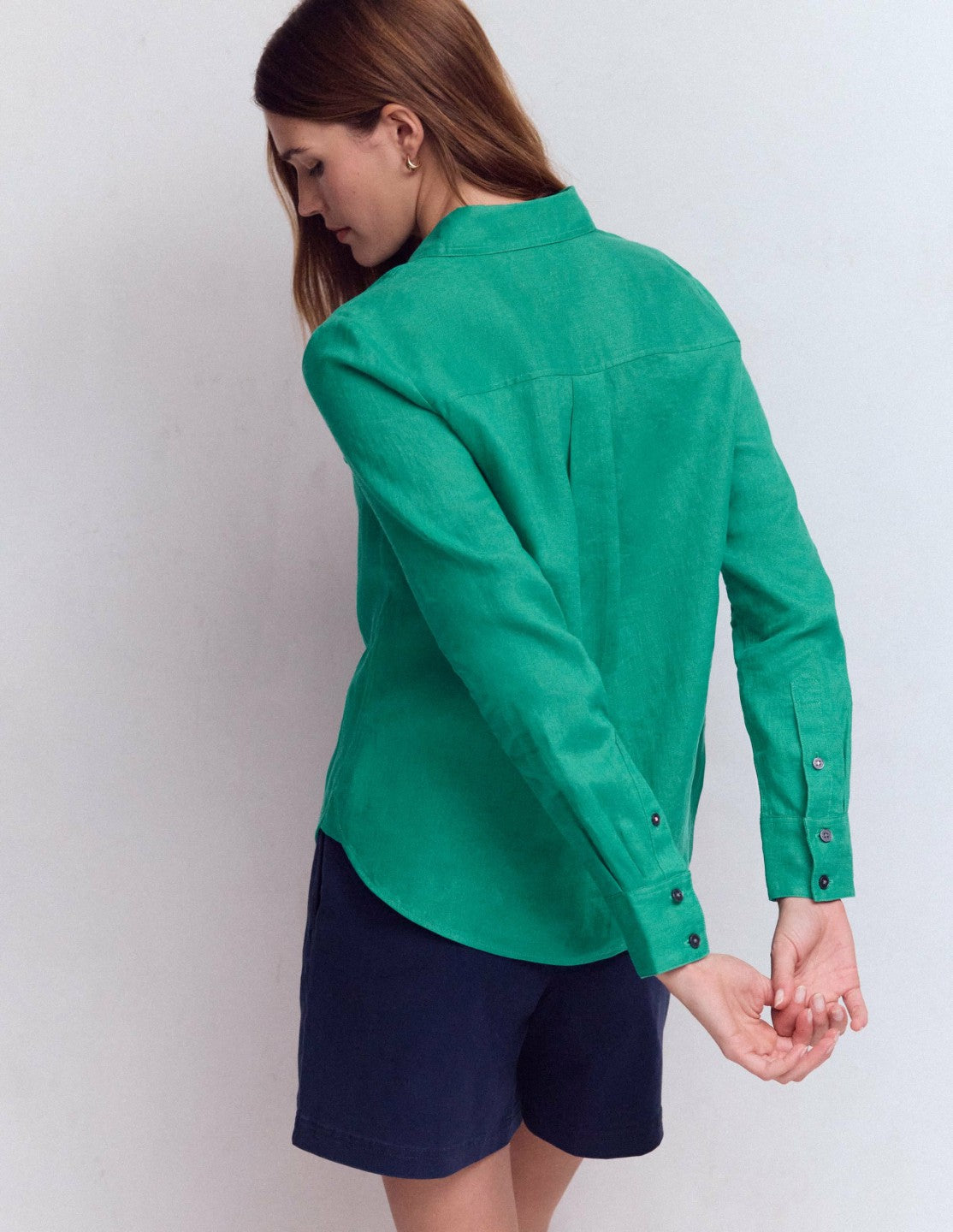 Boden Women Sienna Linen Shirt-Deep Teal